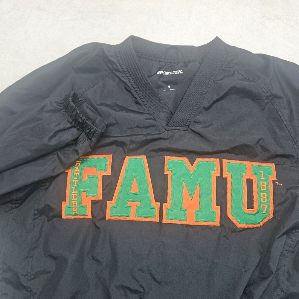 Sport-Tek FAMU Florida A&M Rattlers Windbreaker V-Neck Pullover Black Sz Medium